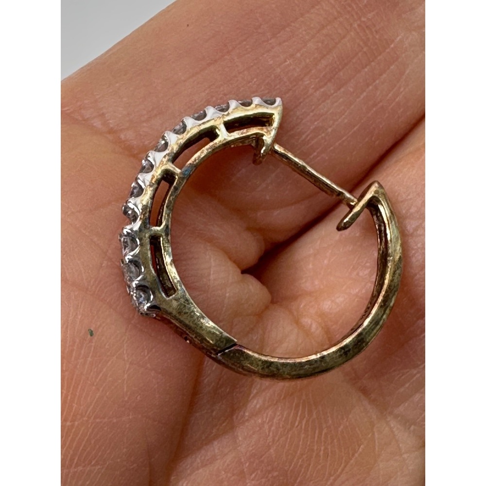 10k MSI Gold Hoop Diamonds Earring SINGLE ONLY ONE Hinged Post *Missing 1 Stone - Picture 10 of 15